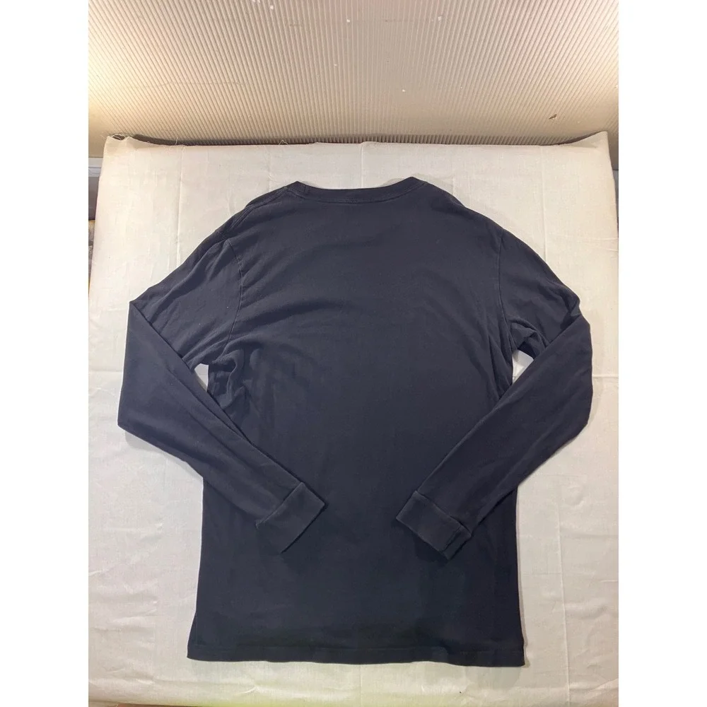 Adidas Black Long Sleeve T Shirt Men's‎ Size Medium M Cotton Logo Graphic Tee